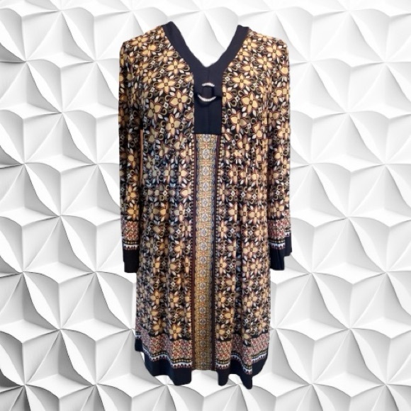 Style & Co. Black & Yellow Floral Tunic Dress - Picture 1 of 9